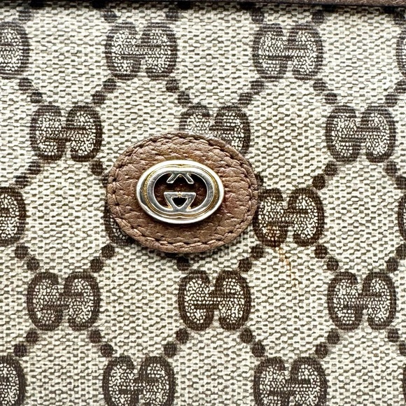 GUCCI GG Supreme Clutch Bag Purse Beige Brown Monogram Gold Hardware - Picture 7 of 15